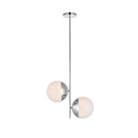 Eclipse 2 Lights Chrome Pendant With Frosted White Glass