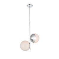 Eclipse 2 Lights Chrome Pendant With Frosted White Glass