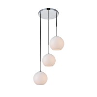 Baxter 3 Lights Chrome Pendant With Frosted White Glass