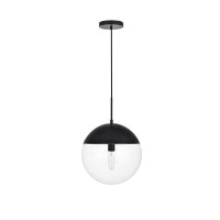 Eclipse 1 Light Black Pendant With Clear Glass