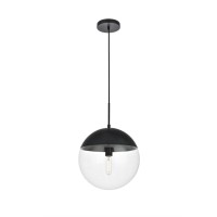 Eclipse 1 Light Black Pendant With Clear Glass