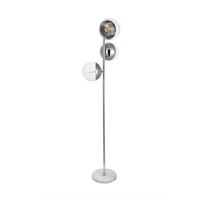 Eclipse 3 Lights Chrome Floor Lamp With Clear Glass