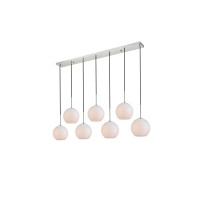 Baxter 7 Lights Chrome Pendant With Frosted White Glass