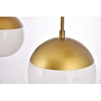 Eclipse 7 Lights Brass Pendant With Frosted White Glass