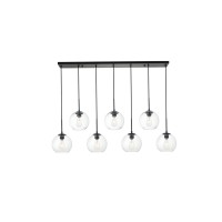 Baxter 7 Lights Black Pendant With Clear Glass