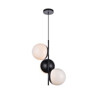 Eclipse 3 Lights Black Pendant With Frosted White Glass