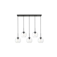 Baxter 5 Lights Black Pendant With Clear Glass