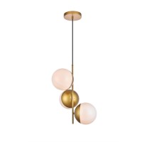 Eclipse 3 Lights Brass Pendant With Frosted White Glass