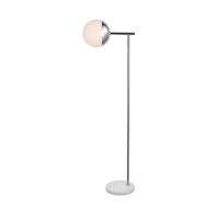 Eclipse 1 Light Chrome Floor Lamp With Frosted White Glass