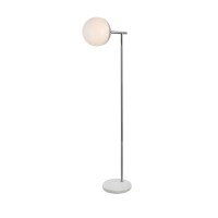 Eclipse 1 Light Chrome Floor Lamp With Frosted White Glass