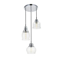 Kenna 3 Lights Chrome Pendant With Clear Glass