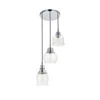 Kenna 3 Lights Chrome Pendant With Clear Glass