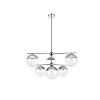 Eclipse 6 Lights Chrome Pendant With Clear Glass