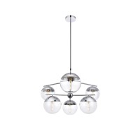 Eclipse 6 Lights Chrome Pendant With Clear Glass