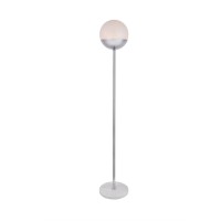 Eclipse 1 Light Chrome Floor Lamp With Frosted White Glass