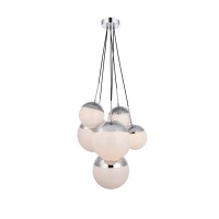 Eclipse 6 Lights Chrome Pendant With Frosted White Glass