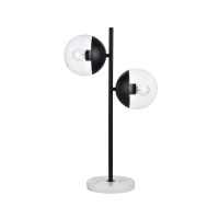 Eclipse 2 Lights Black Table Lamp With Clear Glass