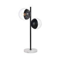 Eclipse 2 Lights Black Table Lamp With Clear Glass