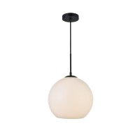 Baxter 1 Light Black Pendant With Frosted White Glass