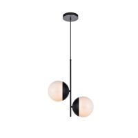 Eclipse 2 Lights Black Pendant With Frosted White Glass