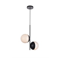 Eclipse 2 Lights Black Pendant With Frosted White Glass