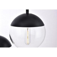 Eclipse 3 Lights Black Pendant With Clear Glass