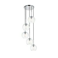 Baxter 5 Lights Chrome Pendant With Clear Glass