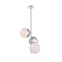 Eclipse 3 Lights Chrome Pendant With Frosted White Glass