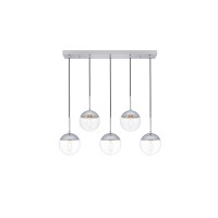 Eclipse 5 Lights Chrome Pendant With Clear Glass