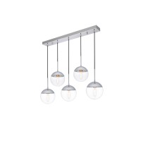 Eclipse 5 Lights Chrome Pendant With Clear Glass