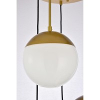 Eclipse 5 Lights Brass Pendant With Frosted White Glass