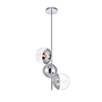 Eclipse 3 Lights Chrome Pendant With Clear Glass