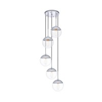 Eclipse 5 Lights Chrome Pendant With Clear Glass