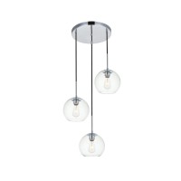 Baxter 3 Lights Chrome Pendant With Clear Glass