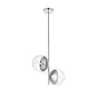 Eclipse 2 Lights Chrome Pendant With Clear Glass