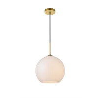 Baxter 1 Light Brass Pendant With Frosted White Glass