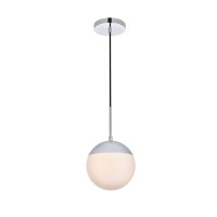 Eclipse 1 Light Chrome Pendant With Frosted White Glass