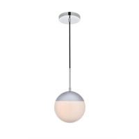 Eclipse 1 Light Chrome Pendant With Frosted White Glass