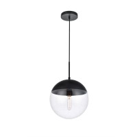 Eclipse 1 Light Black Pendant With Clear Glass