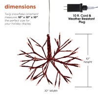 Alpine Corporation Christmas Twig Snowflake Ornament With Led Lights Indoor Festive Holiday D