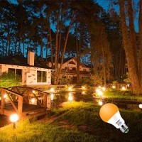 Hekee Dusk To Dawn Light Bulbs A19 8W 720 Lumens, Outdoor Porch Lights, 60 Watt Equivalent, Amber Led Orange-Yellow Sensor Bulb, Security Bulb(Auto On/Off), E26 Screw Base(4 Pack)