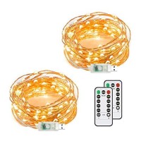 Chalpr Usb Fairy String Lights, 2 Pack 50 Led 16.4Ft Led String Lights, Warm White Firefly Usb Plug In Starry Lights With Remote,Waterproof Copper Wire Decorative Fairy Lights For Valentines Day