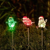 3 Pcs Solar Christmas Santa Claus Decorations Outdoor - Solar Garden Stake Lights Waterproof - Plastic With Rgb Color Changing Led Decorative Light For Patio Lawn Holiday Decor (3 Pack Santa Claus)