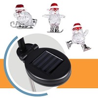 3 Pcs Solar Christmas Santa Claus Decorations Outdoor - Solar Garden Stake Lights Waterproof - Plastic With Rgb Color Changing Led Decorative Light For Patio Lawn Holiday Decor (3 Pack Santa Claus)