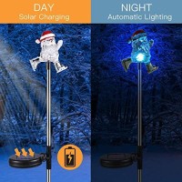 3 Pcs Solar Christmas Santa Claus Decorations Outdoor - Solar Garden Stake Lights Waterproof - Plastic With Rgb Color Changing Led Decorative Light For Patio Lawn Holiday Decor (3 Pack Santa Claus)