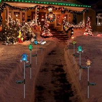 3 Pcs Solar Christmas Santa Claus Decorations Outdoor - Solar Garden Stake Lights Waterproof - Plastic With Rgb Color Changing Led Decorative Light For Patio Lawn Holiday Decor (3 Pack Santa Claus)