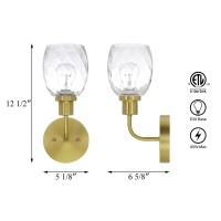 Xinbei Lighting Wall Sconce, 2 Light Bathroom Vanity Wall Light With Clear Glass, Satin Brass Finish Xb-W1210-2-Sb