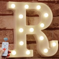 Pooqla Led Marquee Letter Lights Alphabet Light Up Sign With Timer Remote Control Dimmable For Wedding Home Party Bar Decoration - Rc - R