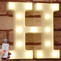 Pooqla Light Up Letters With Remote Led Marquee Letter Lights Alphabet Signs Timer Dimmable For Wall Table Wedding Home Party Bar Christmas Decoration, Letter H