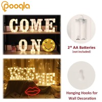 Pooqla Light Up Letters With Remote Led Marquee Letter Lights Alphabet Signs Timer Dimmable For Wall Table Wedding Home Party Bar Christmas Decoration, Letter H